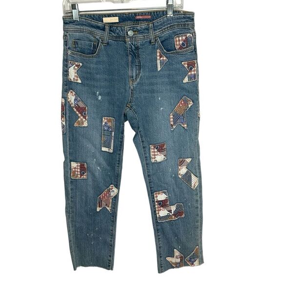 Pilcro Anthropology The Slim Boyfriend Patchwork Relaxed fit Jeans. Size 27. - Picture 2 of 13
